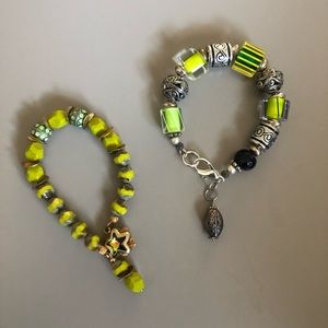 Handcrafted bright green bracelets